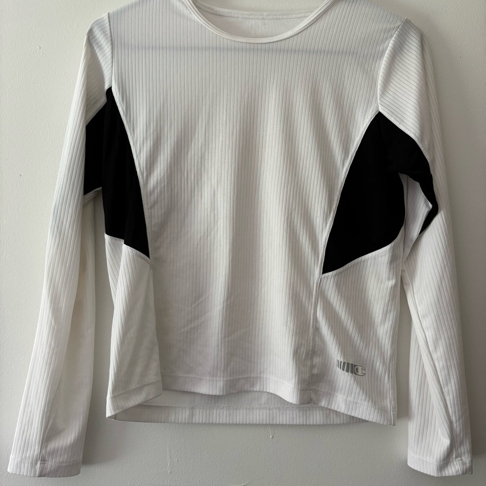 Black and White Womens Small Champion Running Top Shirt